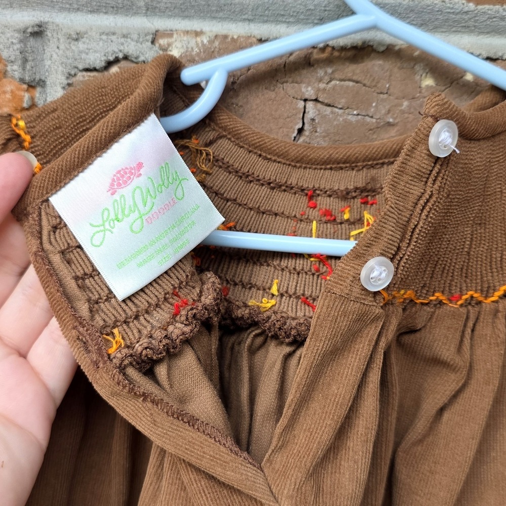 Lolly Wolly Doodle Girls Dress Size 18M Fall Autumn Leaves Corduroy Cottagecore - Picture 7 of 12